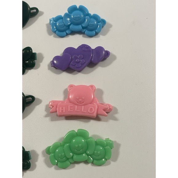 Vtg lot Girls Novelty Hair Clip Barrette Flower Puppy‎ Smile Heart 80s 90s Y2K - Picture 9 of 14